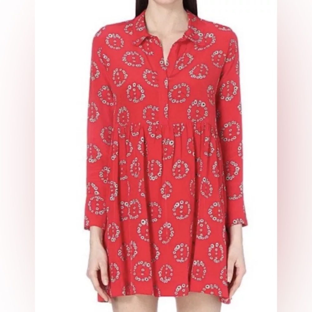 Sandro Red Floral-Print Mini Dress